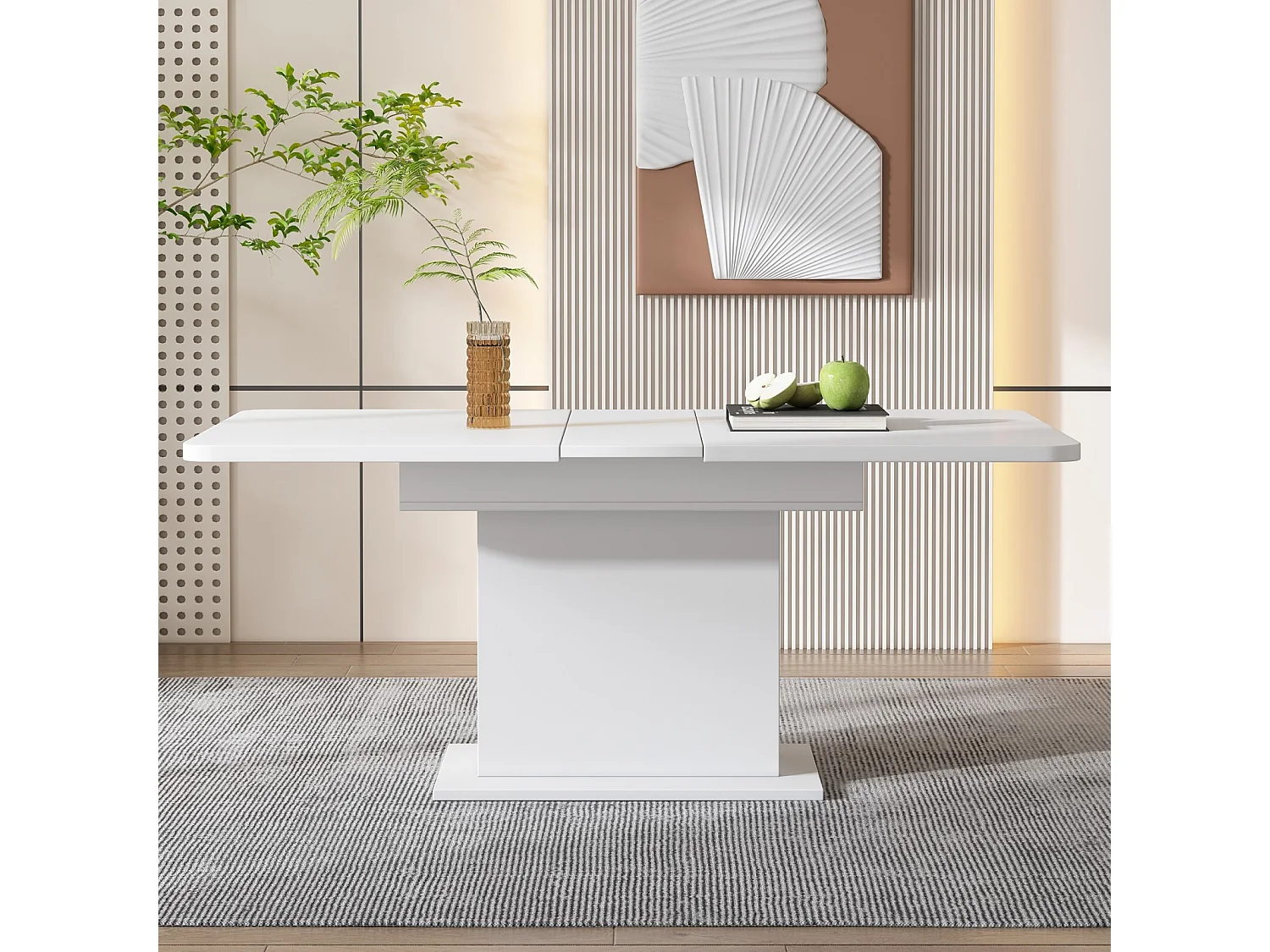 Ensemble table à manger + 6 chaises Sherpa - extensible 6 à 8 personnes - avec 6 niches - Panneaux de particules - 130x70cm