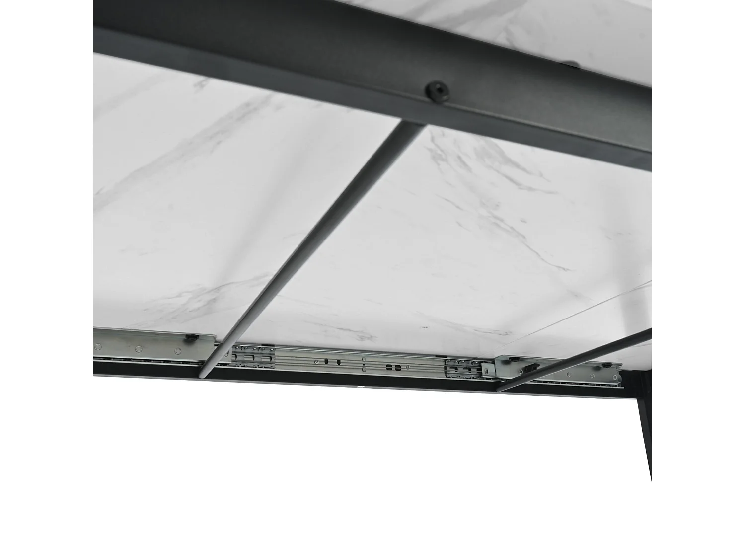 Tavolo da pranzo estendibile con 8 sedie in velluto grigio - MDF laccato bianco - 140/180 × 80 × 75 cm