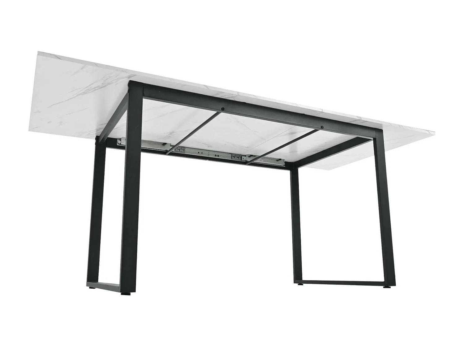 Tavolo da pranzo estendibile con 8 sedie in velluto grigio - MDF laccato bianco - 140/180 × 80 × 75 cm