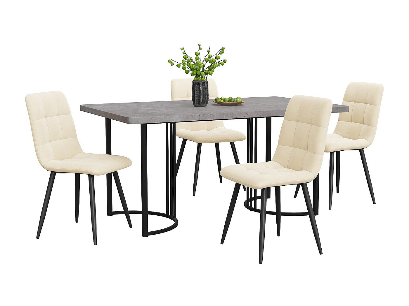 Set Tavolo E Sedie MOMMA HOME Melbourne: Tavolo Fisso In Vetro Temperato E 4 Sedie In Similpelle, Design Moderno Per Cucina E Soggiorno
