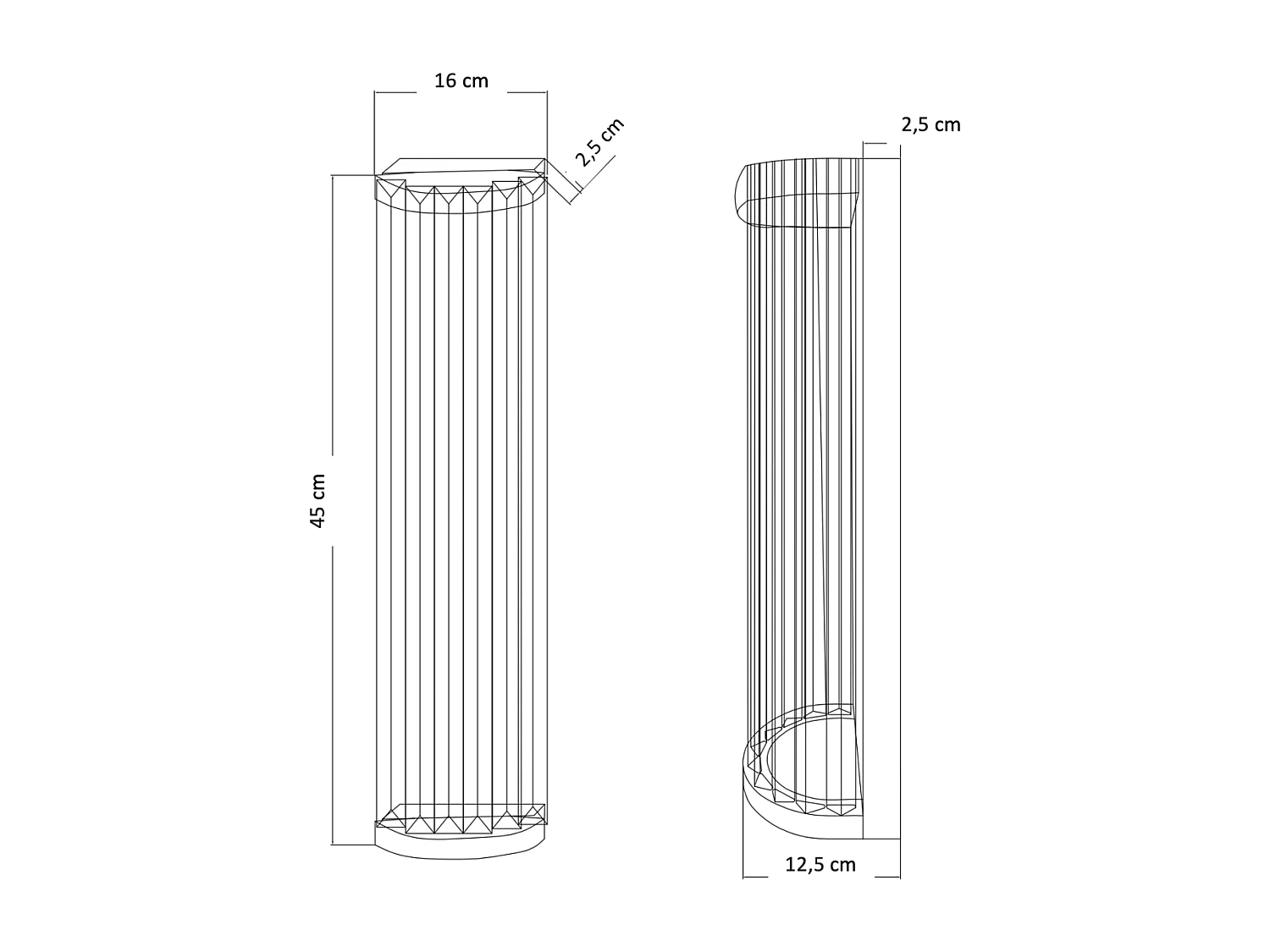 Applique demi-cylindrique pampilles transparentes - Andria