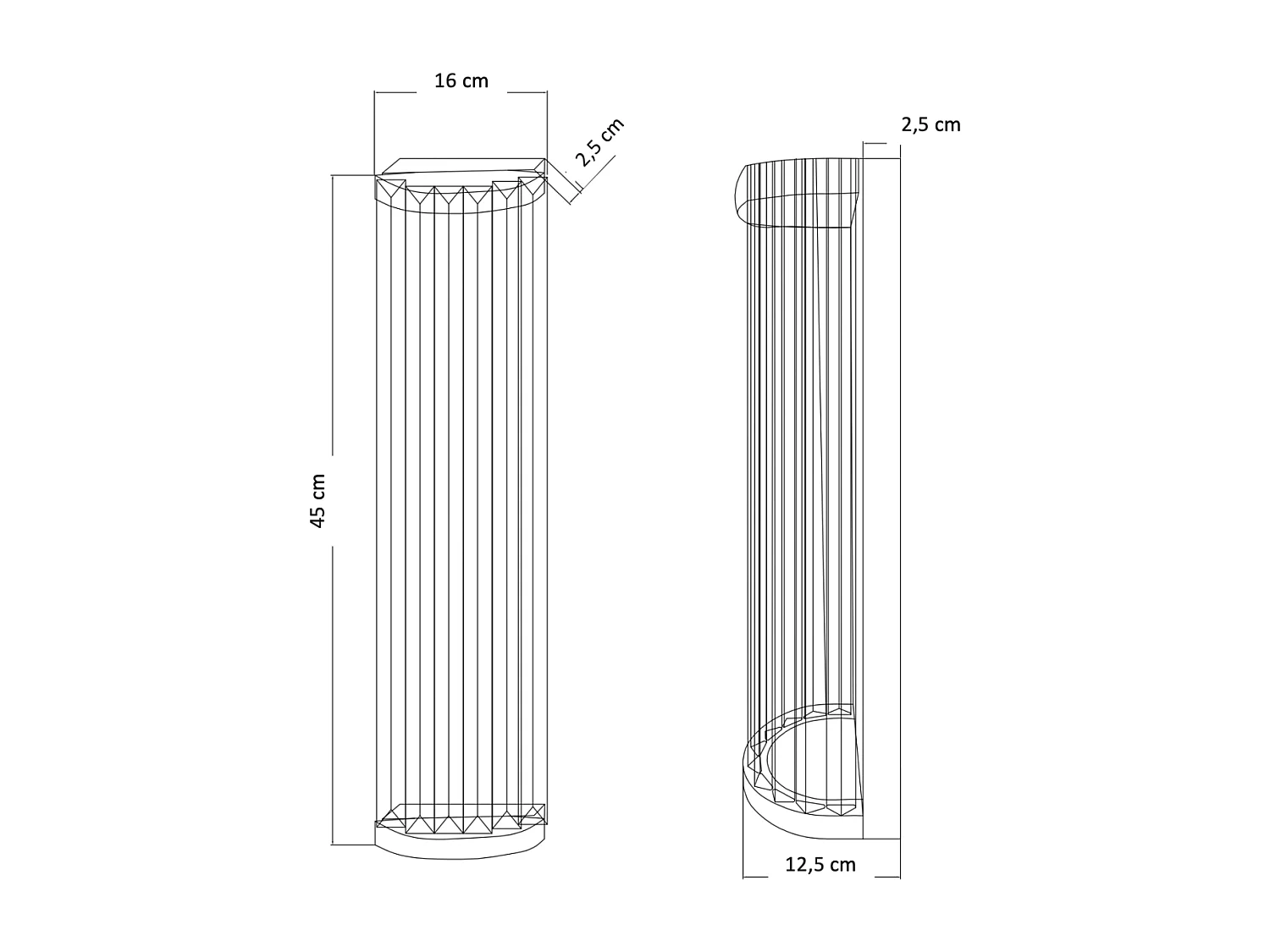 Applique demi-cylindrique pampilles transparentes - Andria