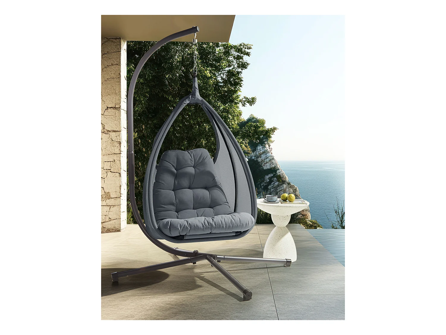 Fauteuil suspendu avec support AVEGNO Tissu Gris foncé