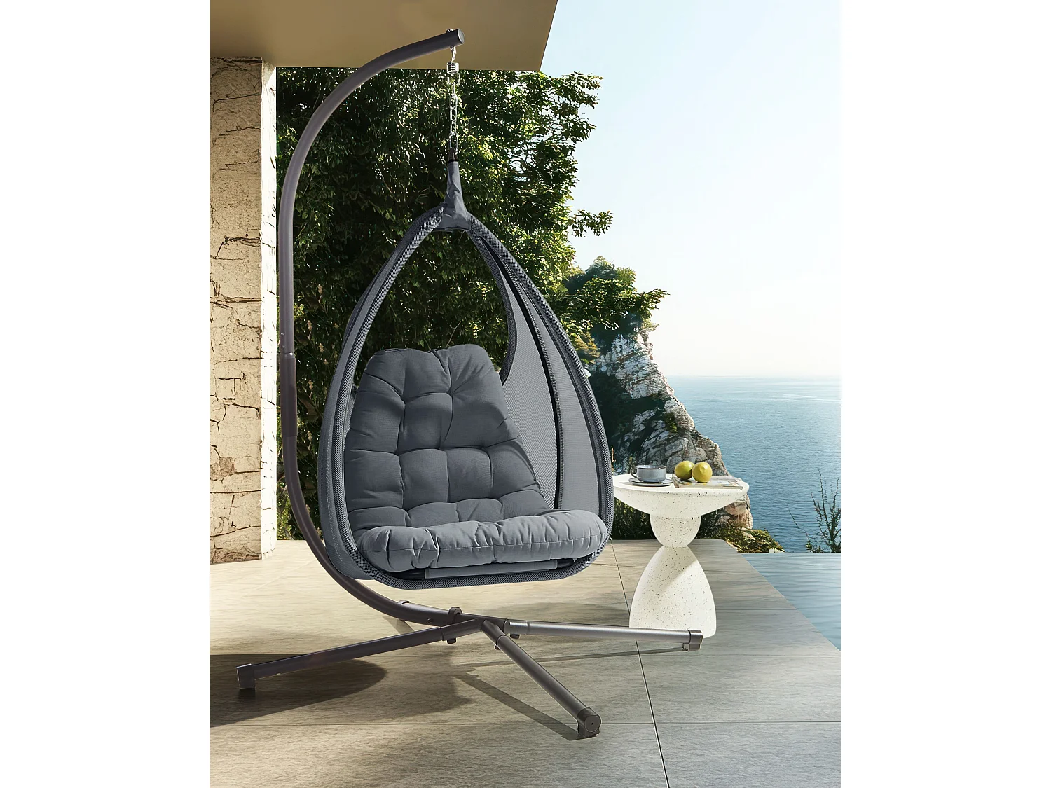 Fauteuil suspendu avec support AVEGNO Tissu Gris foncé