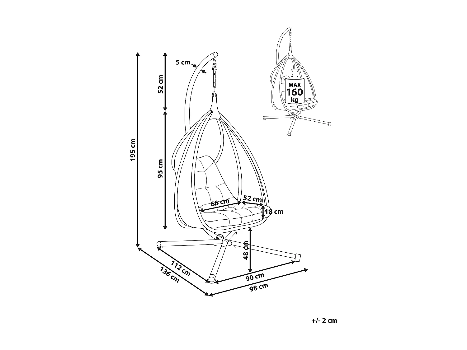 Hängesessel mit Gestell AVEGNO Stoff Dunkelgrau