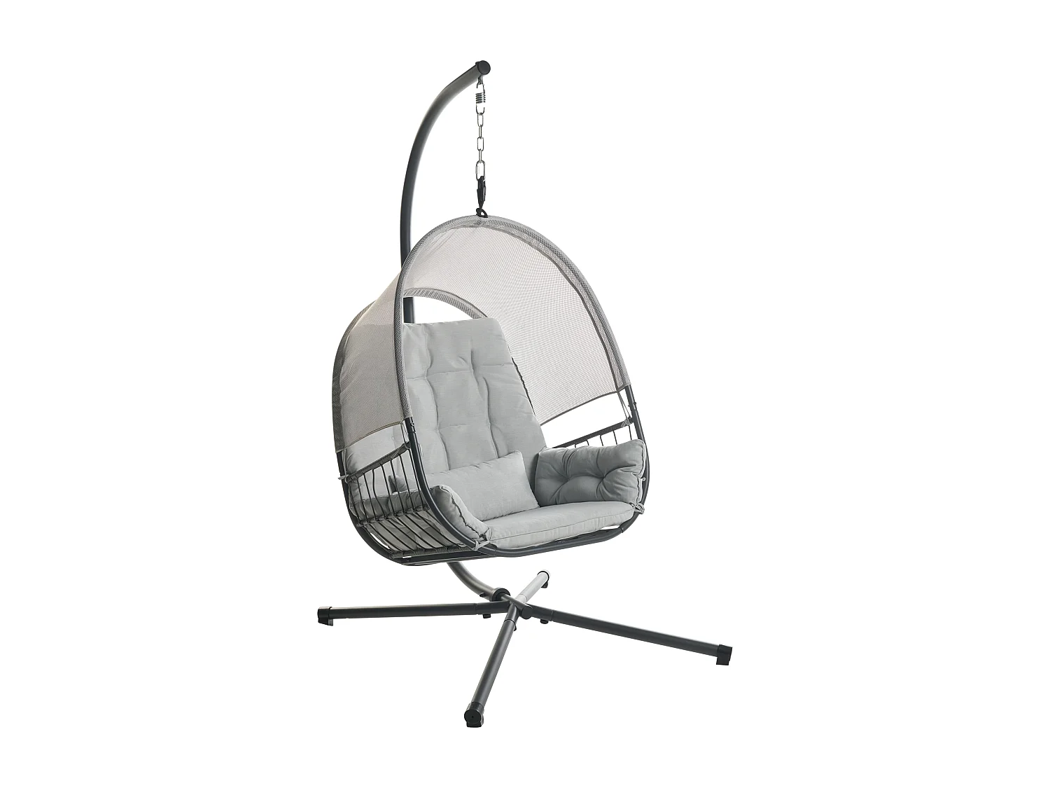 Fauteuil suspendu avec support ALVIANO Tissu Gris clair