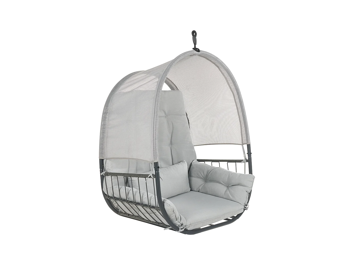 Fauteuil suspendu avec support ALVIANO Tissu Gris clair