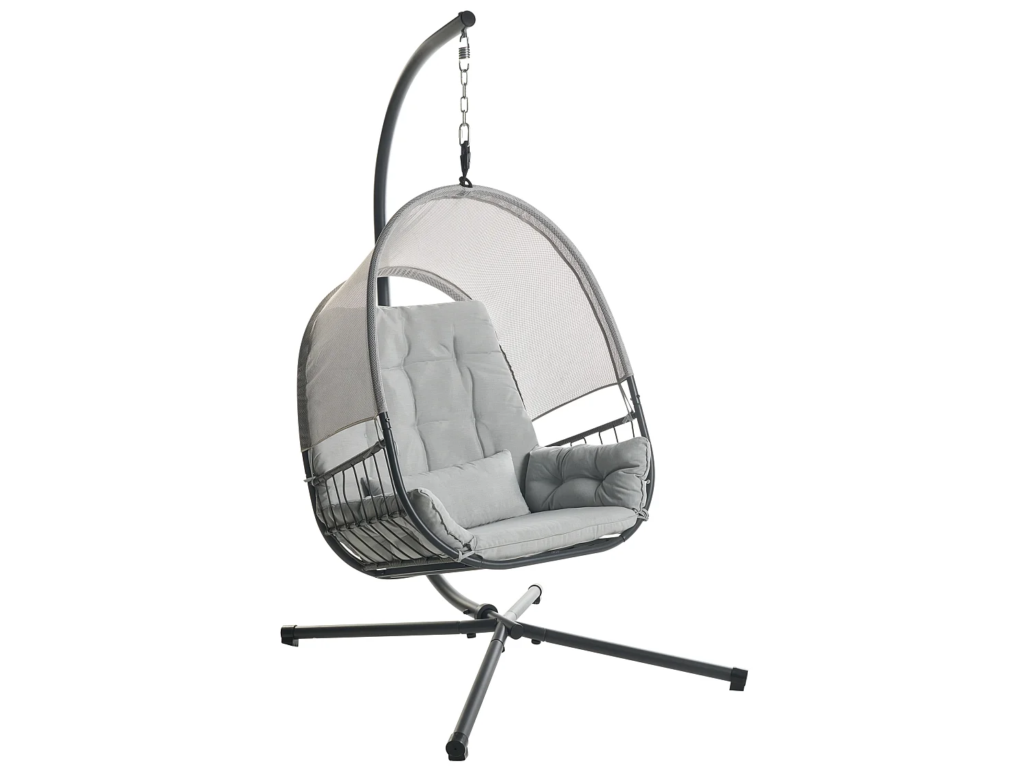 Fauteuil suspendu avec support ALVIANO Tissu Gris clair