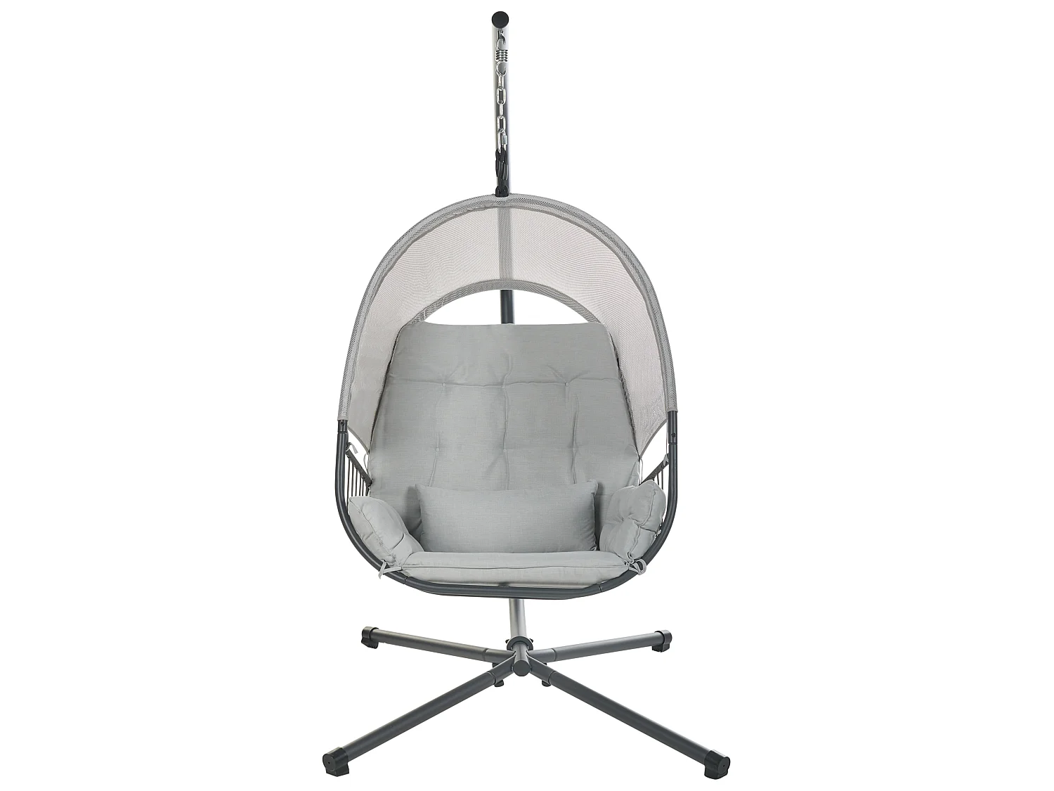 Fauteuil suspendu avec support ALVIANO Tissu Gris clair