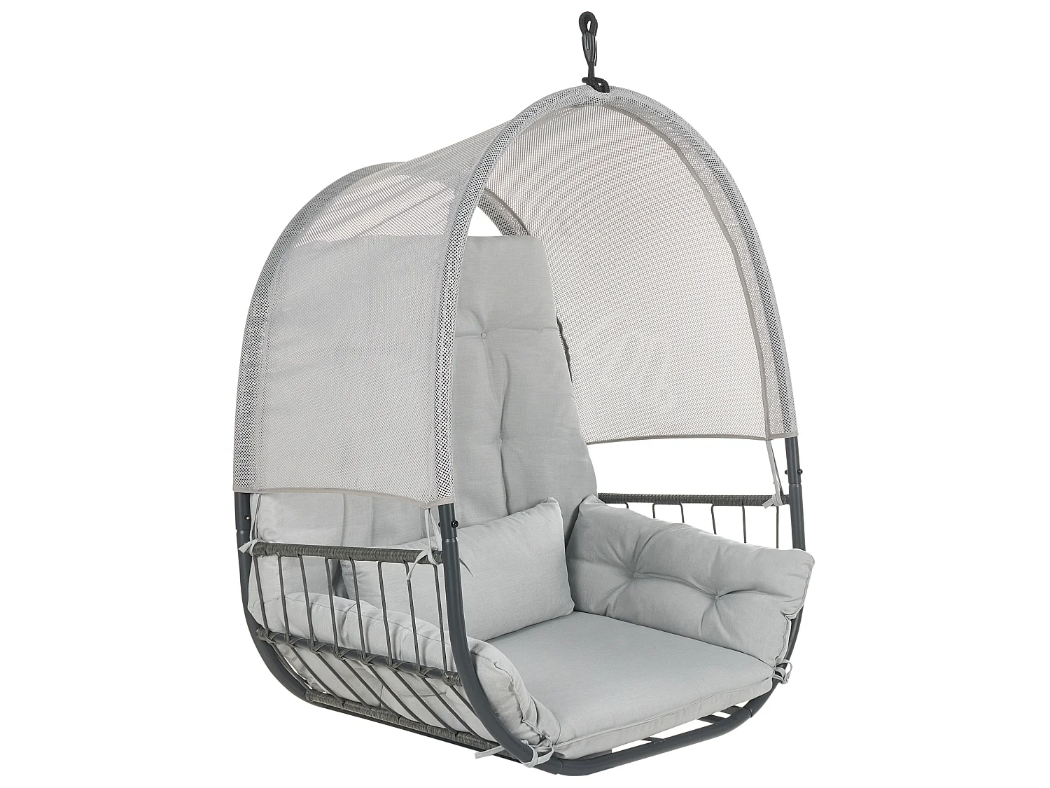 Fauteuil suspendu avec support ALVIANO Tissu Gris clair