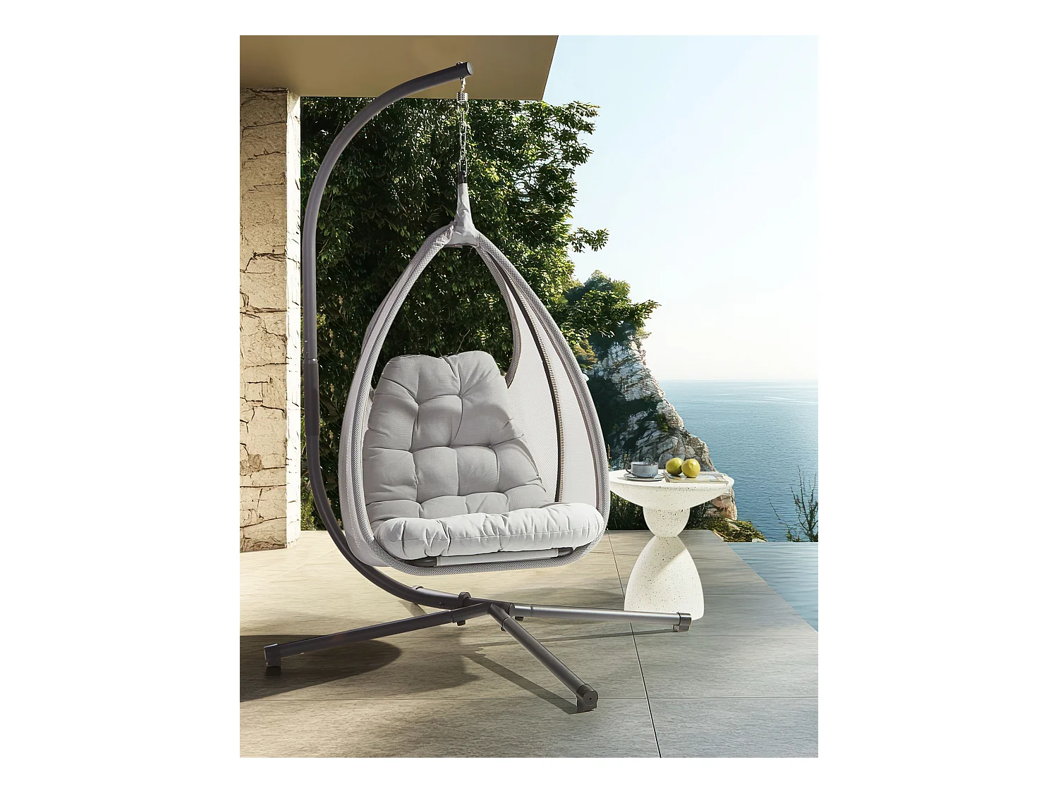 Fauteuil suspendu avec support AVEGNO Tissu Gris clair