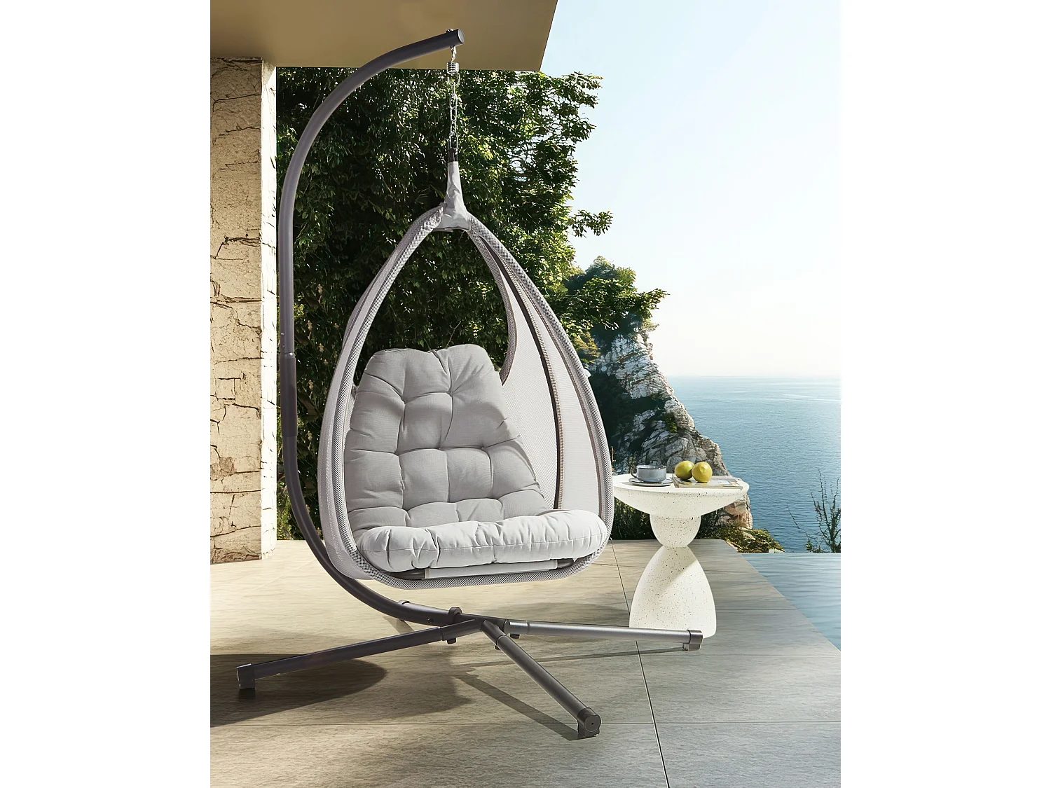 Fauteuil suspendu avec support AVEGNO Tissu Gris clair