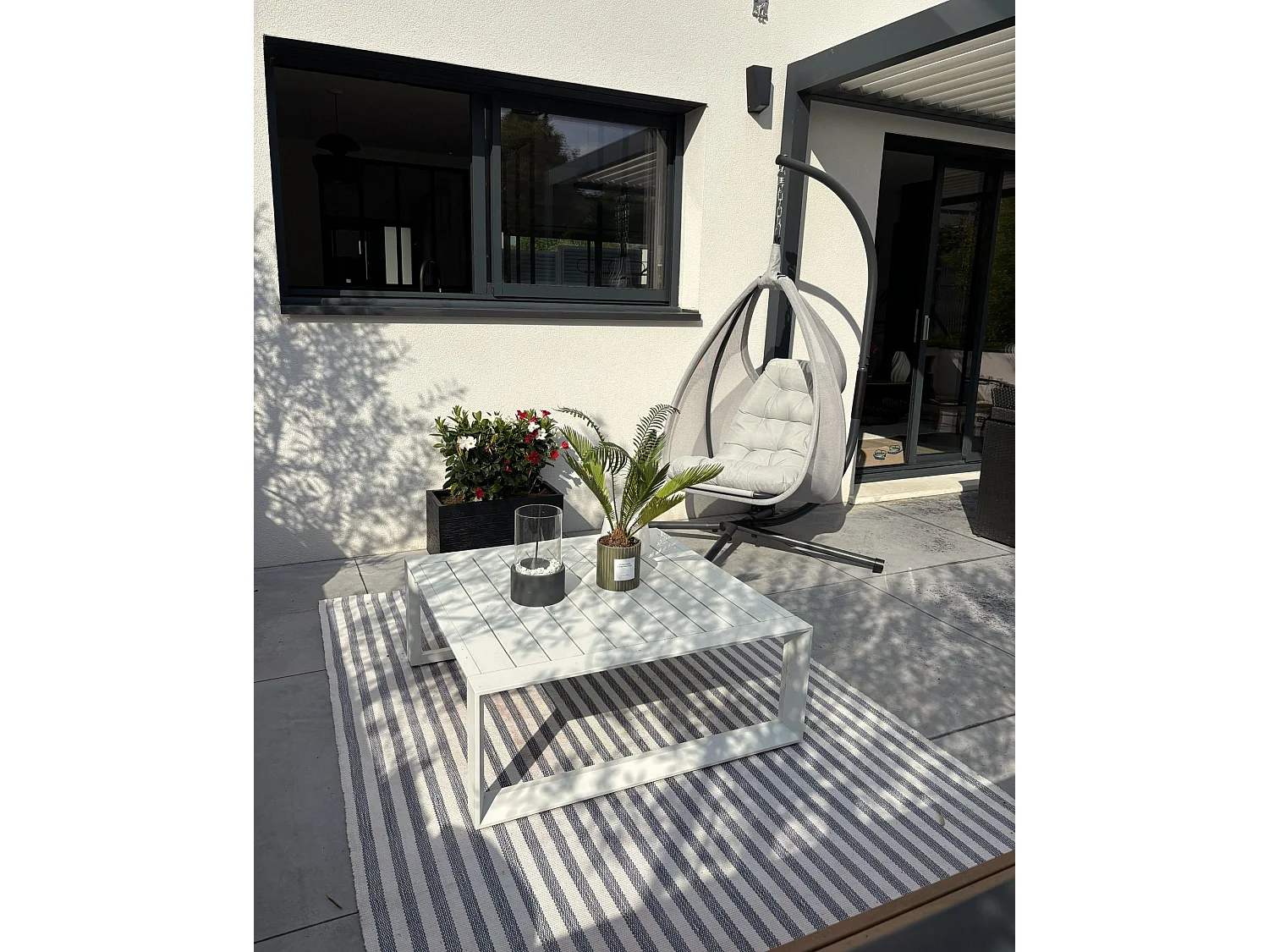 Fauteuil suspendu avec support AVEGNO Tissu Gris clair