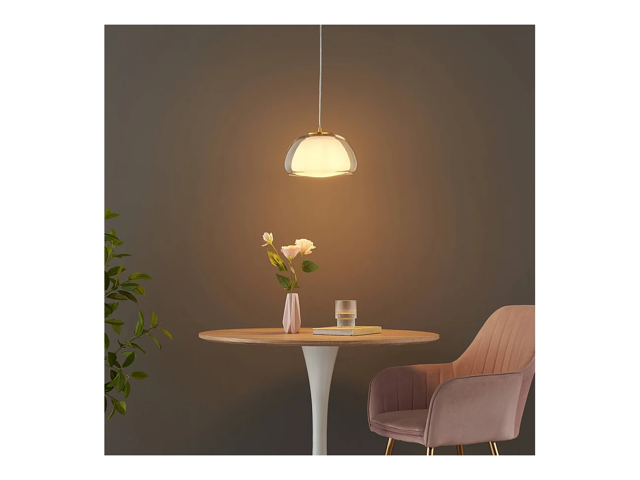 Suspension double verre contemporaine - Lomelia