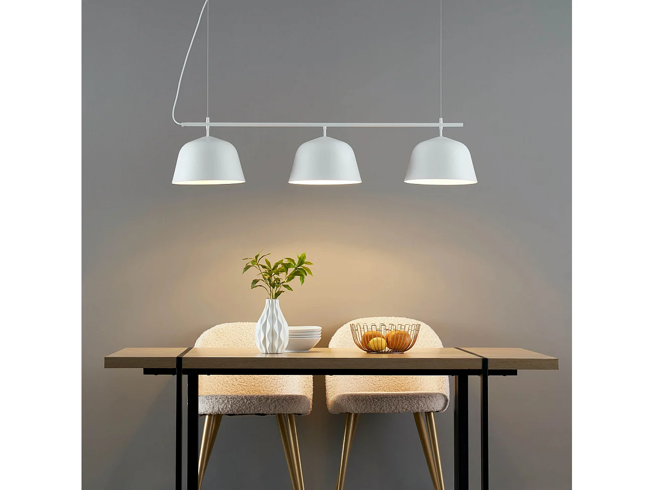 Grande suspension scandinave métal blanc - Oviedo