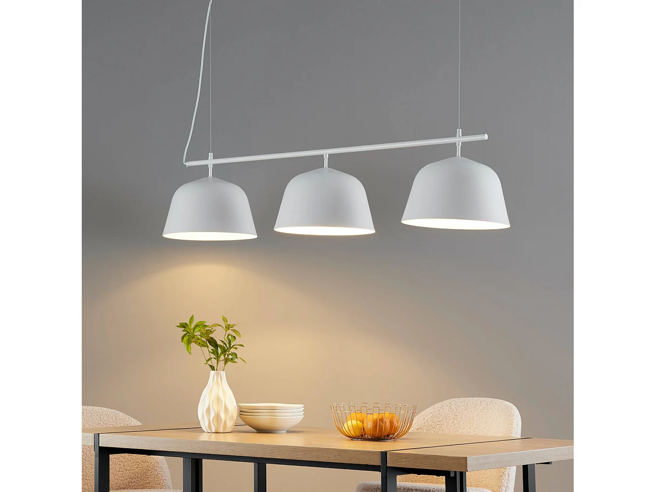 Grande suspension scandinave métal blanc - Oviedo