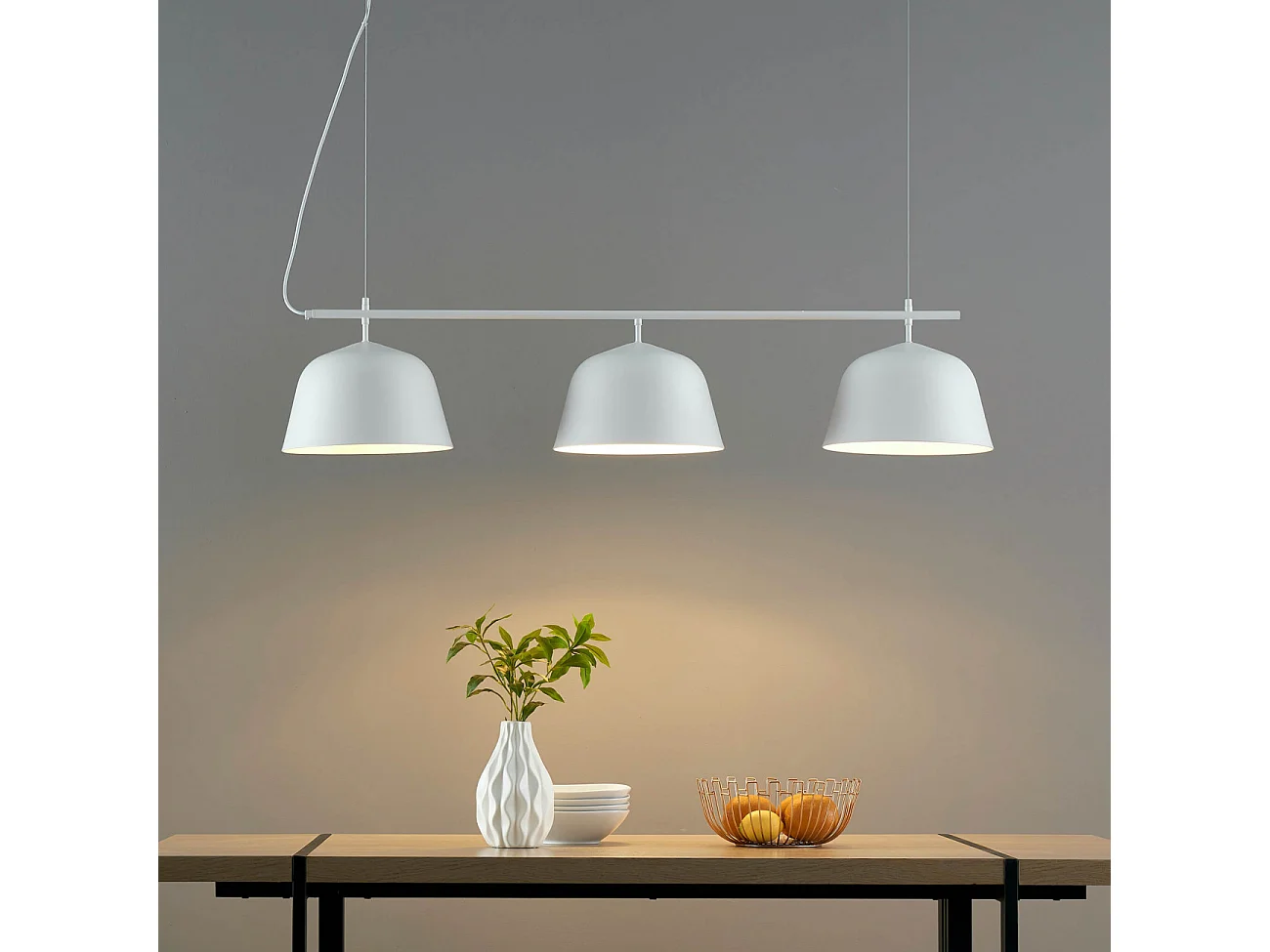 Grande suspension scandinave métal blanc - Oviedo