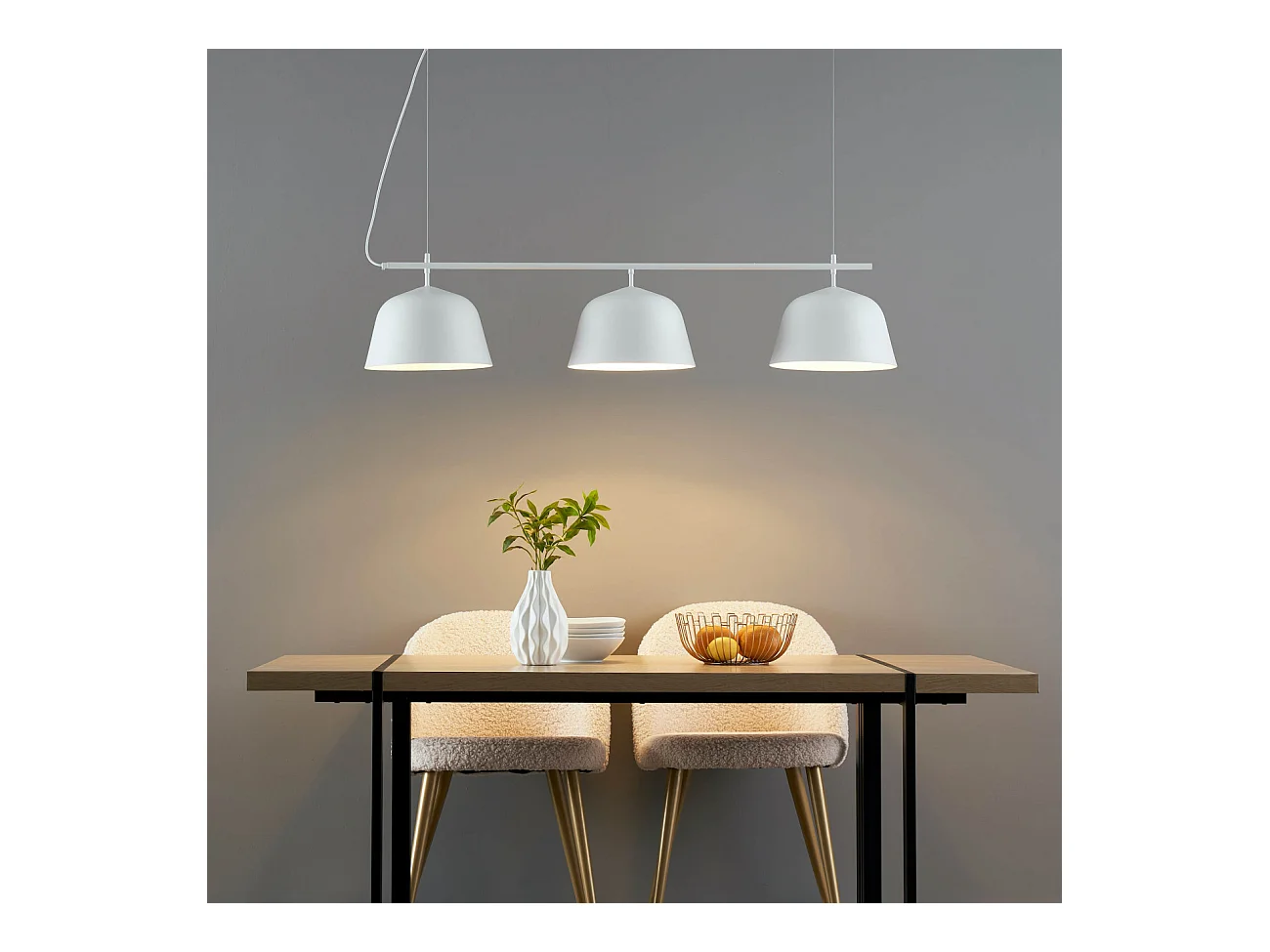 Grande suspension scandinave métal blanc - Oviedo
