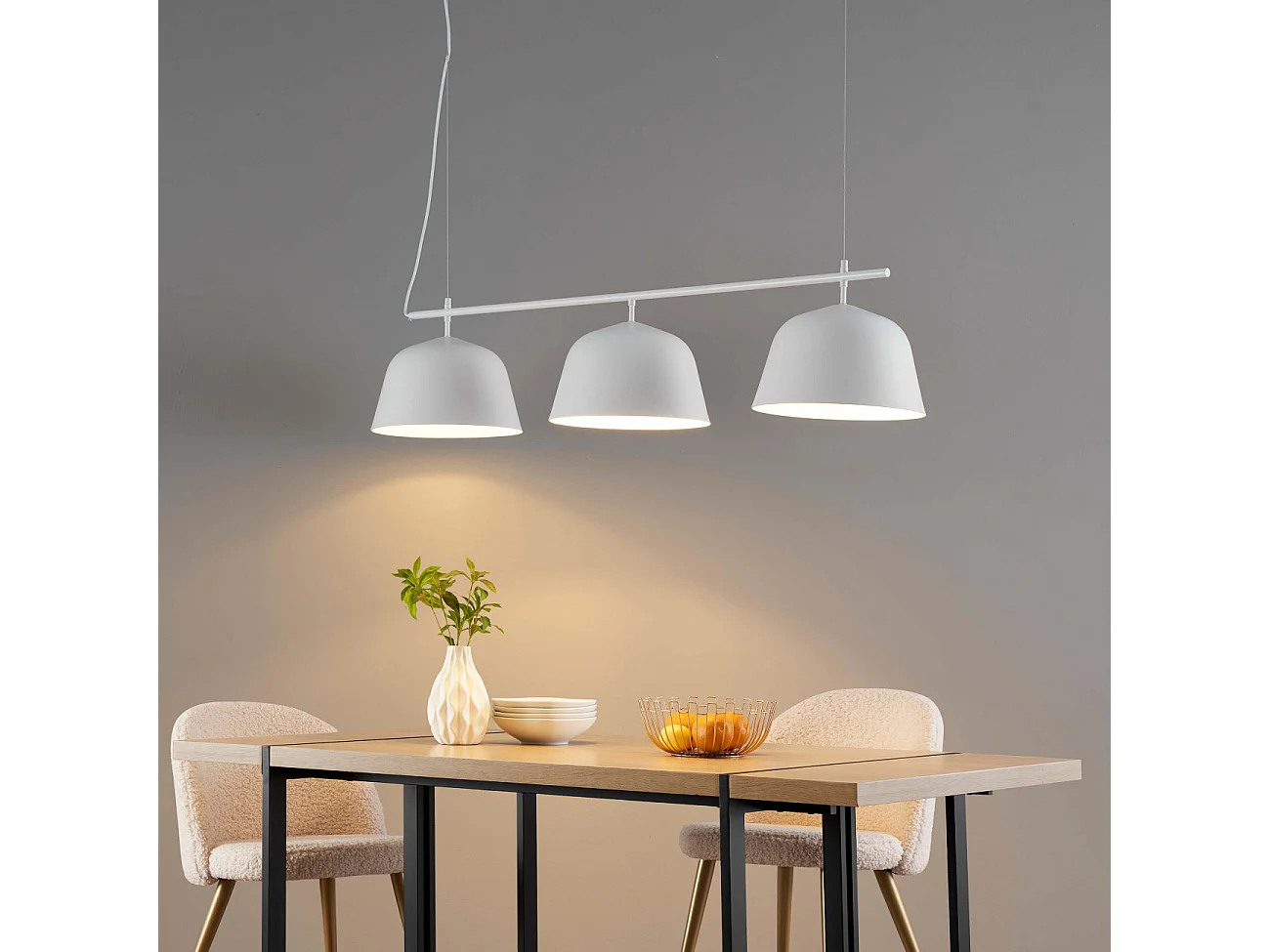 Grande suspension scandinave métal blanc - Oviedo