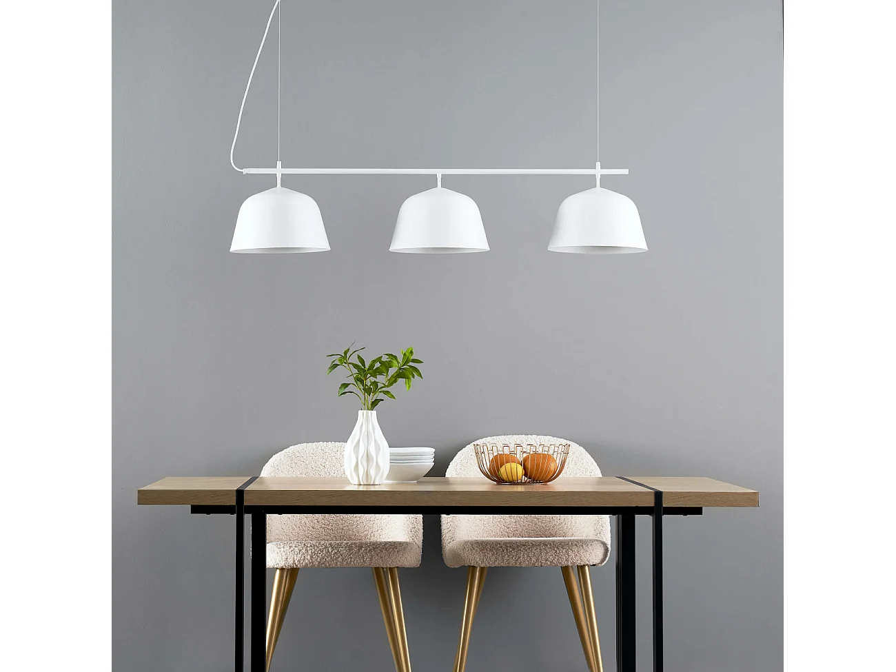 Grande suspension scandinave métal blanc - Oviedo