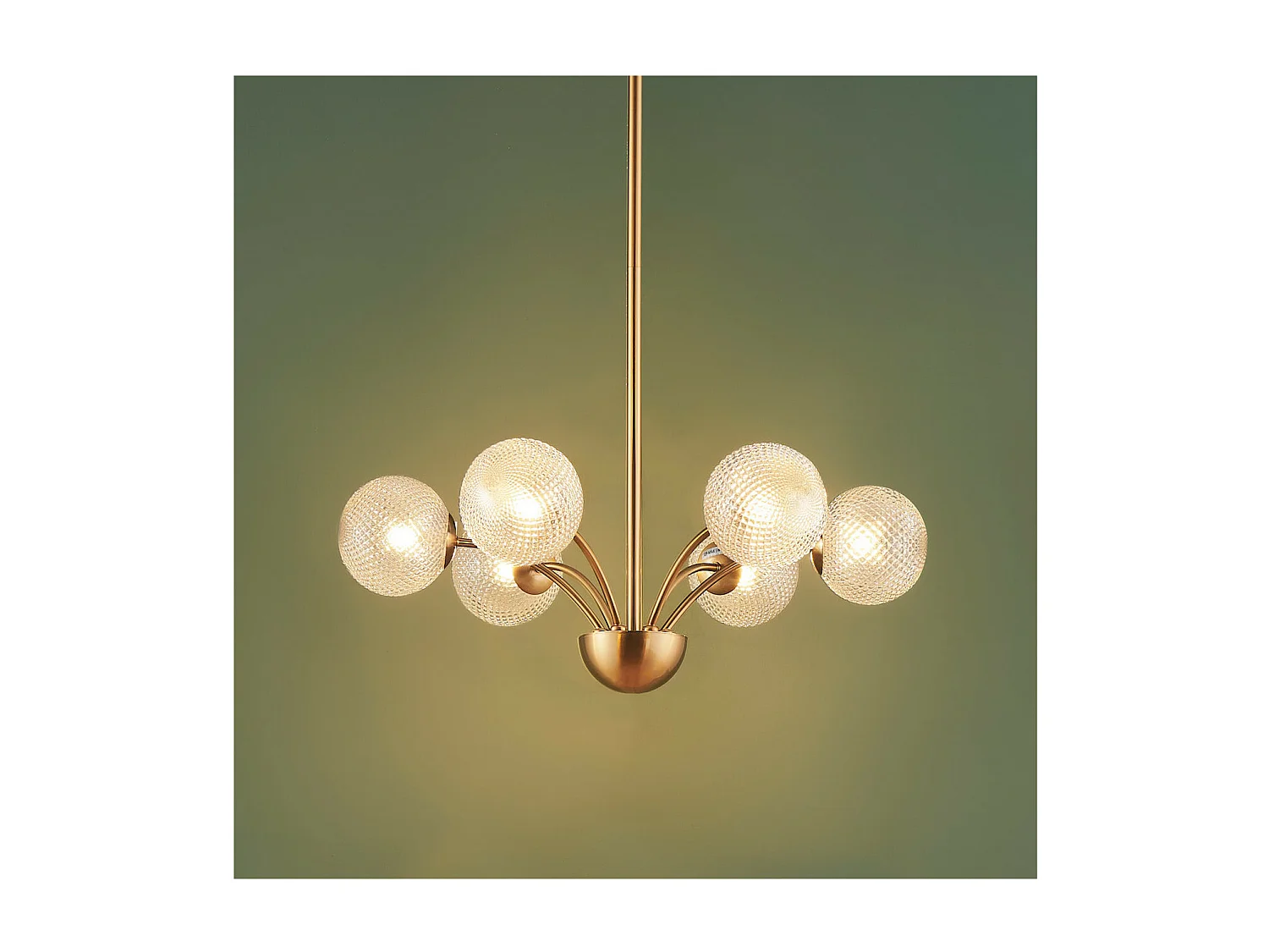 Lustre doré moderne 6 boules en verre - Gala