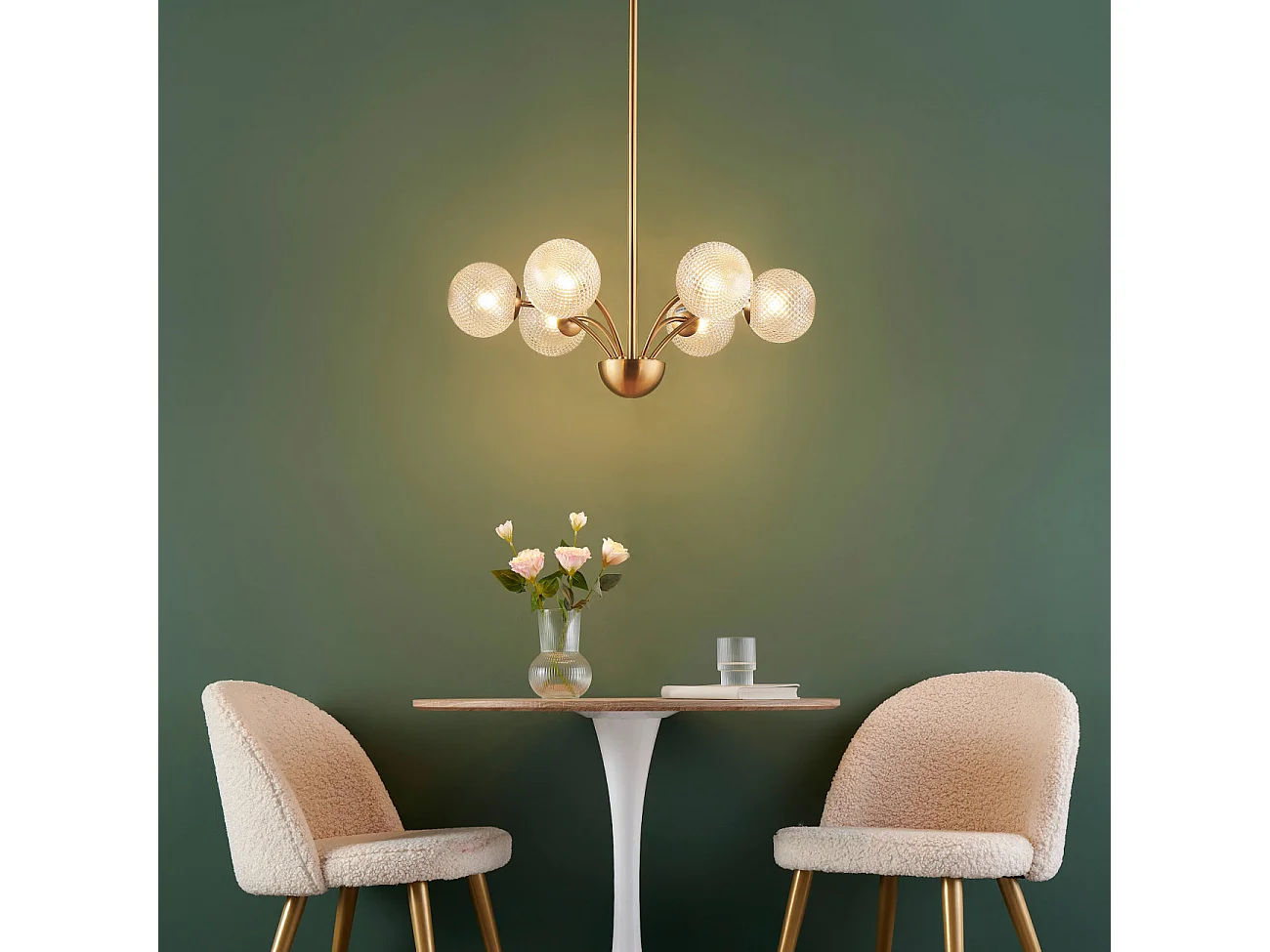 Lustre doré moderne 6 boules en verre - Gala