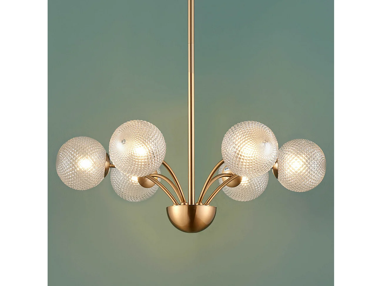 Lustre doré moderne 6 boules en verre - Gala