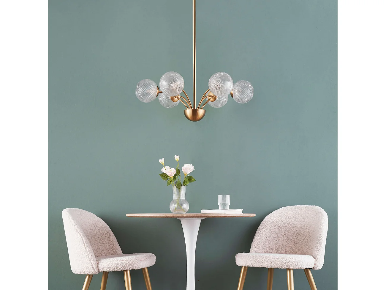 Lustre doré moderne 6 boules en verre - Gala