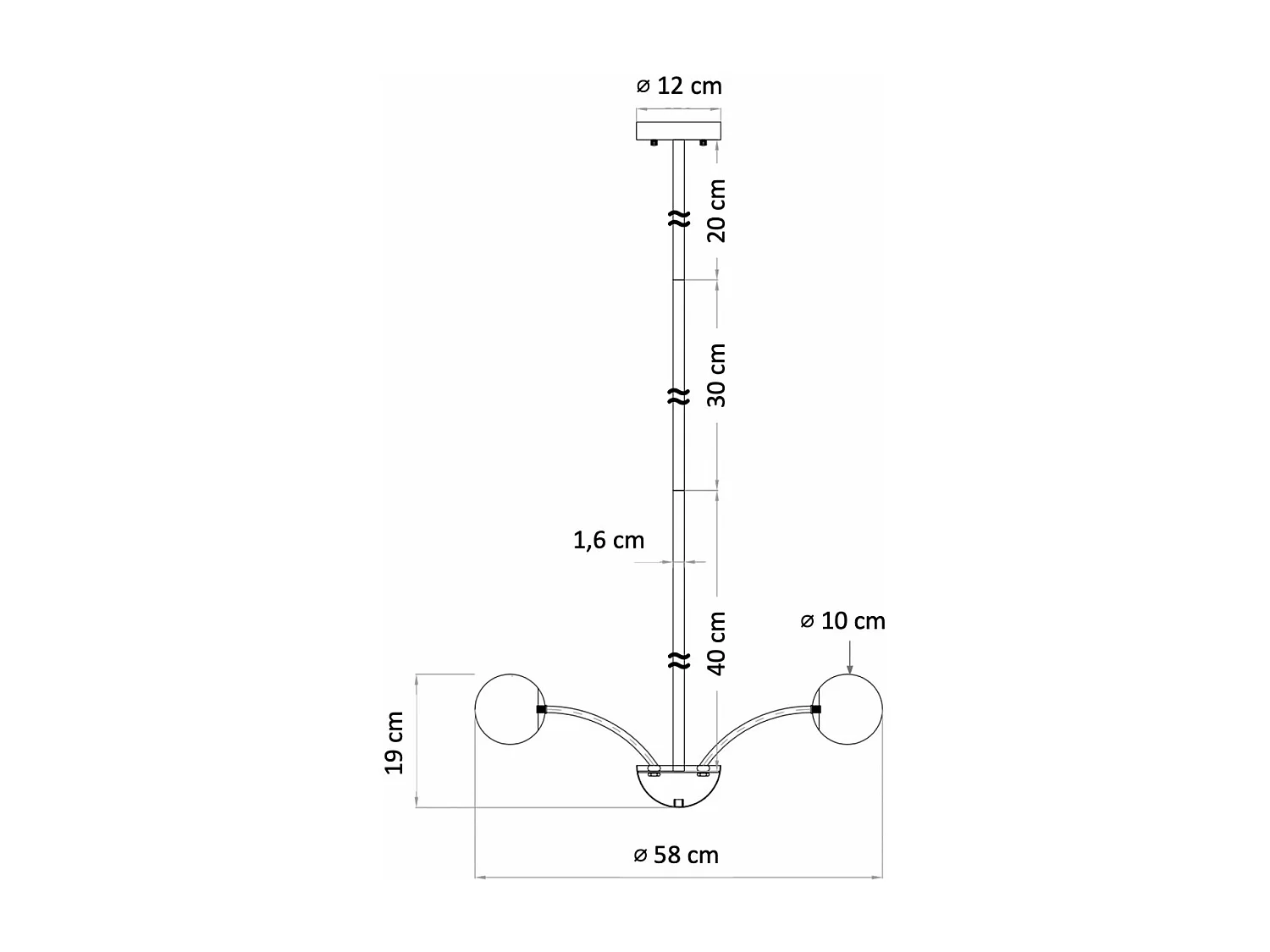 Lustre doré moderne 6 boules en verre - Gala