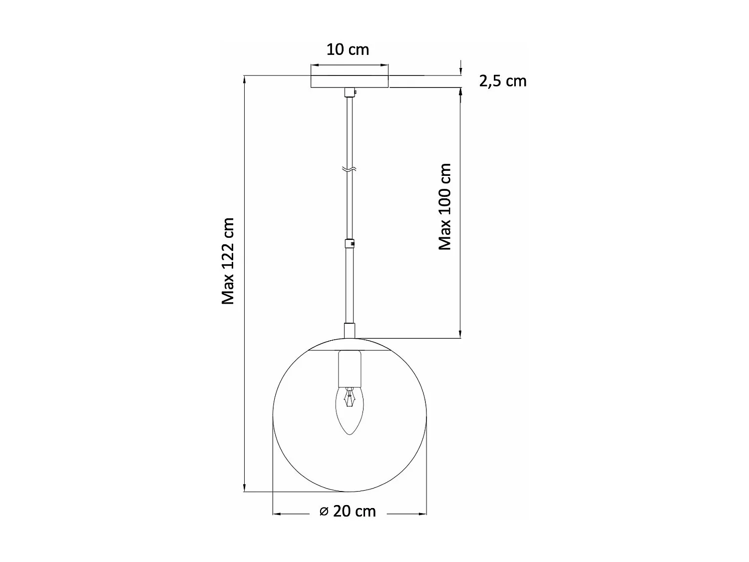 Suspension tendance boule en verre strié - Niccolo