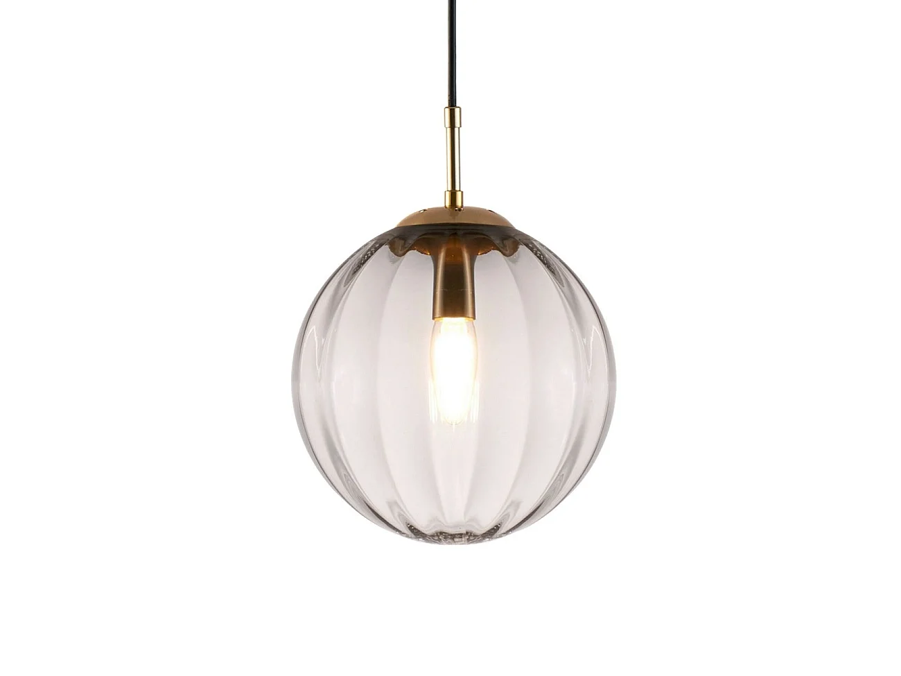 Suspension tendance boule en verre strié - Niccolo
