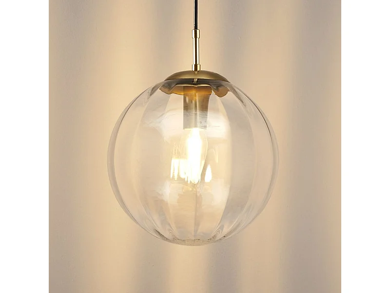 Suspension tendance boule en verre strié - Niccolo