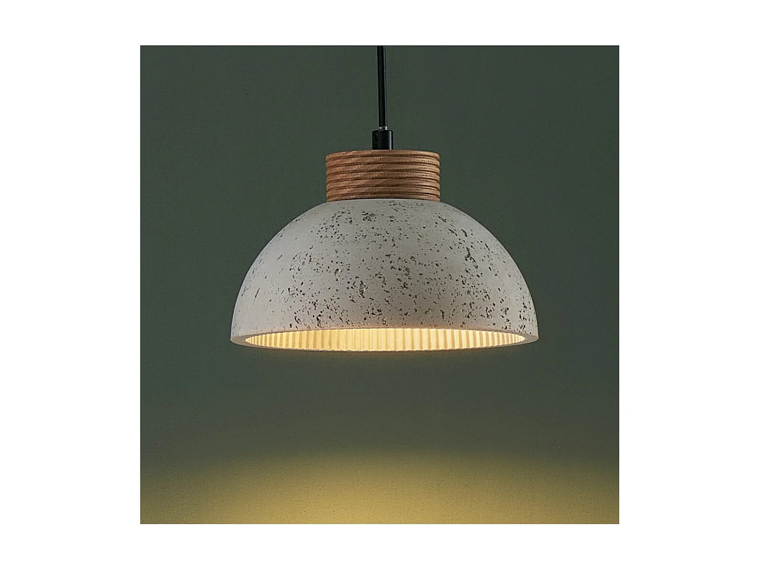 Suspension béton gris et bois - Koda