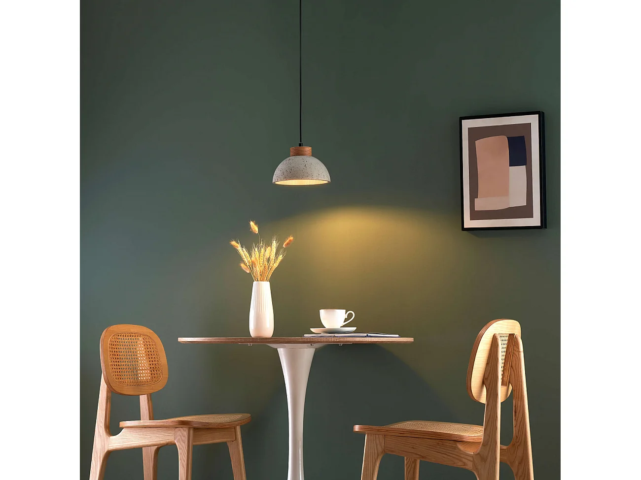 Suspension béton gris et bois - Koda