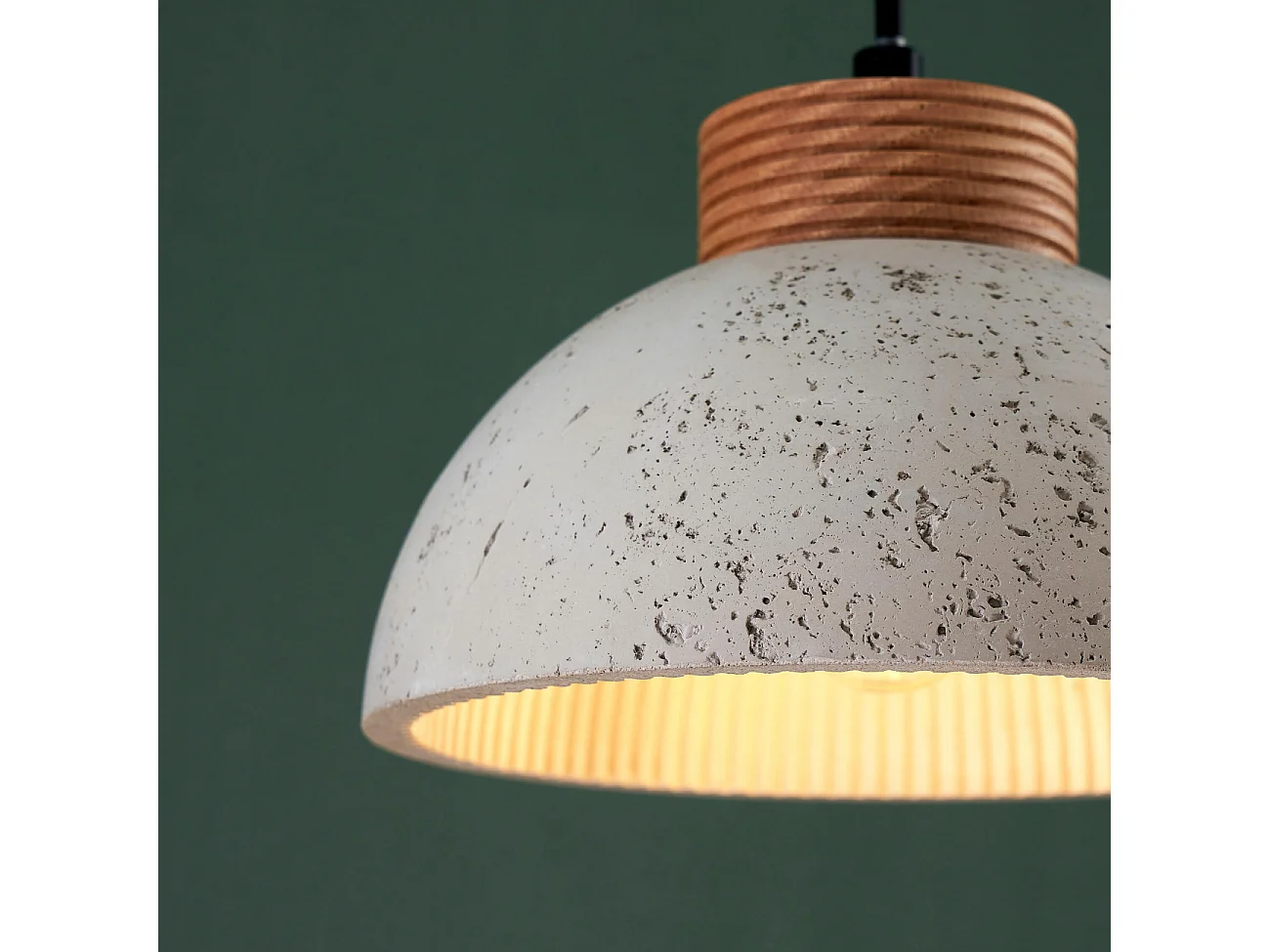 Suspension béton gris et bois - Koda