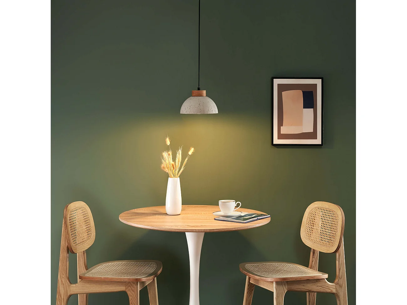 Suspension béton gris et bois - Koda