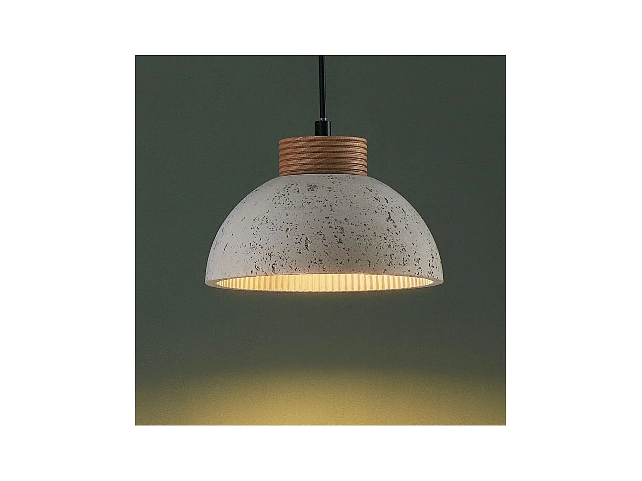 Suspension béton gris et bois - Koda