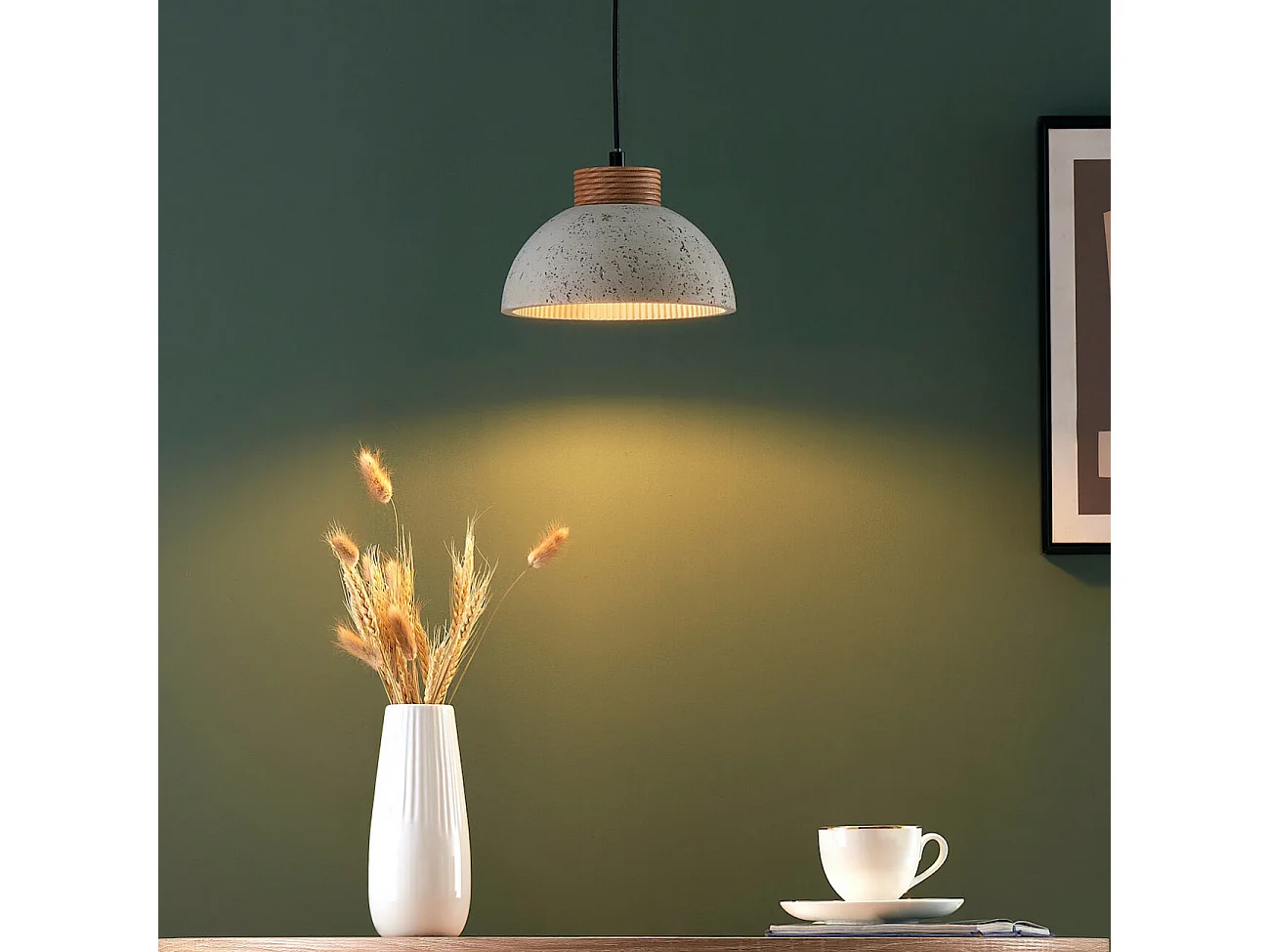 Suspension béton gris et bois - Koda