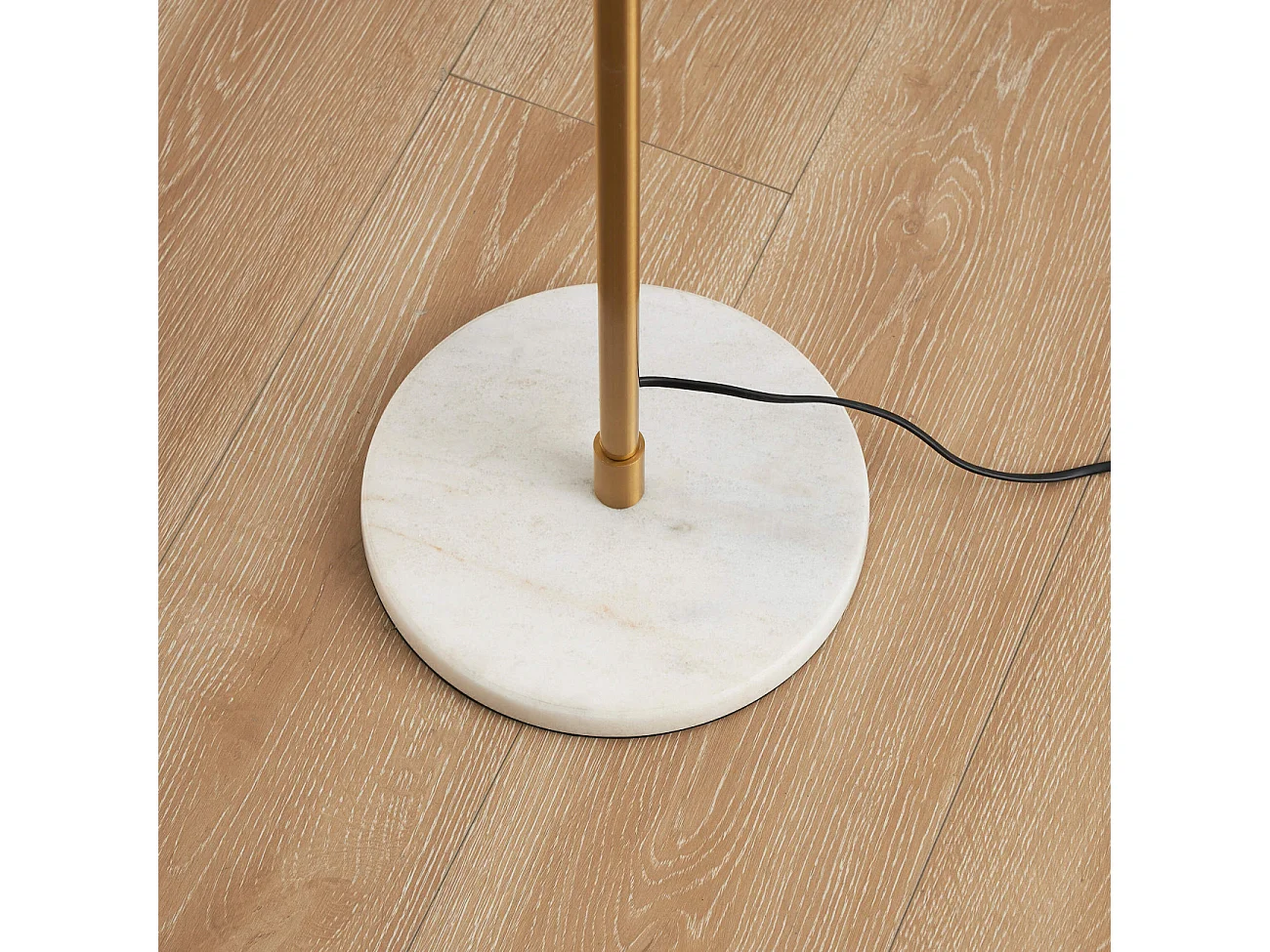 Lampadaire doré verre blanc avec support plante - Ortensia