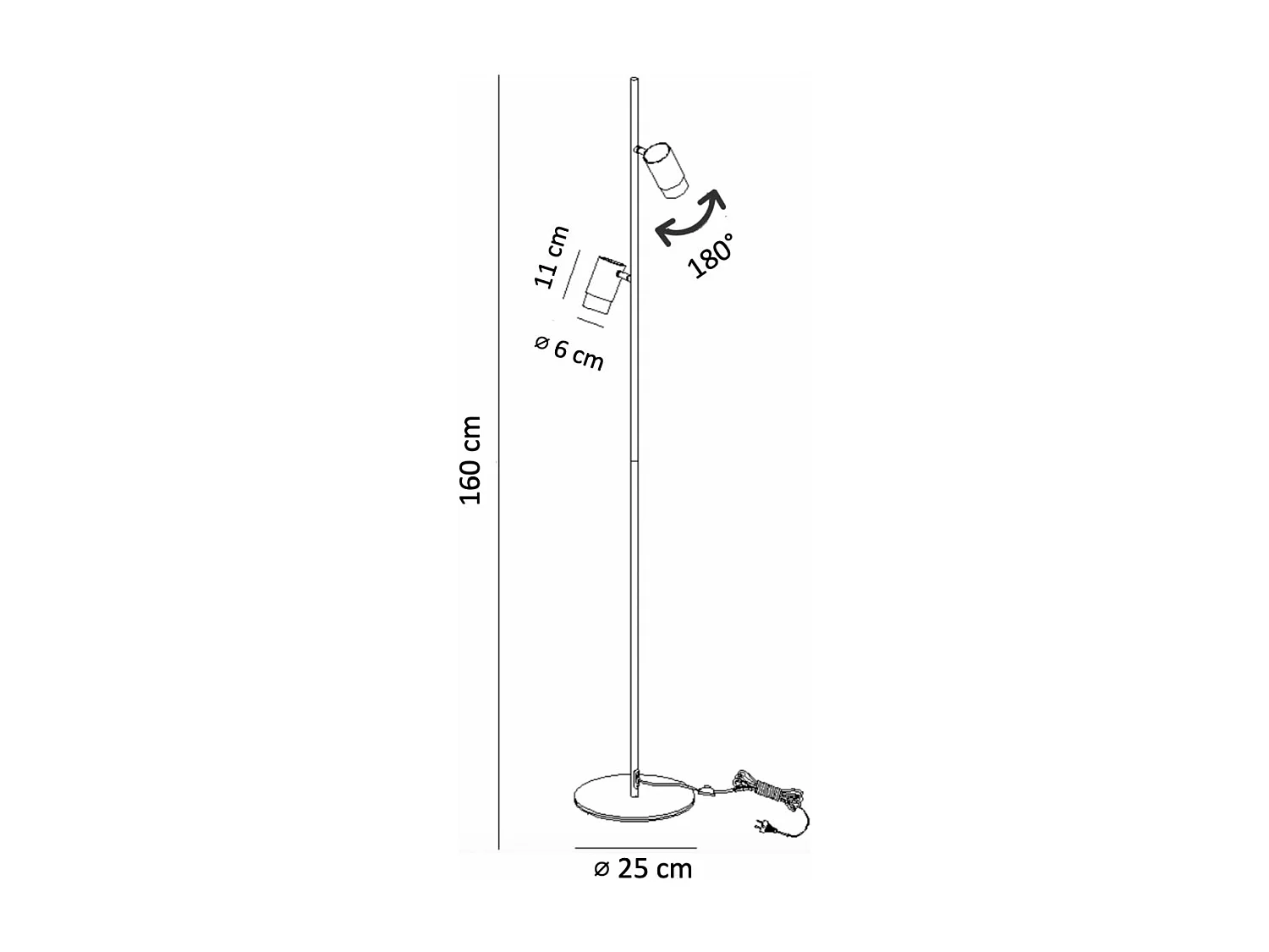 Lampadaire design noir double spots orientables - Elya