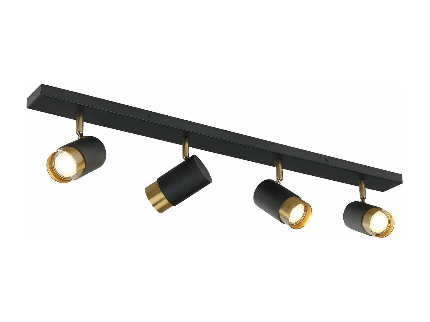 Plafonnier moderne 4 projecteurs orientables noirs et dorés - Pozzo