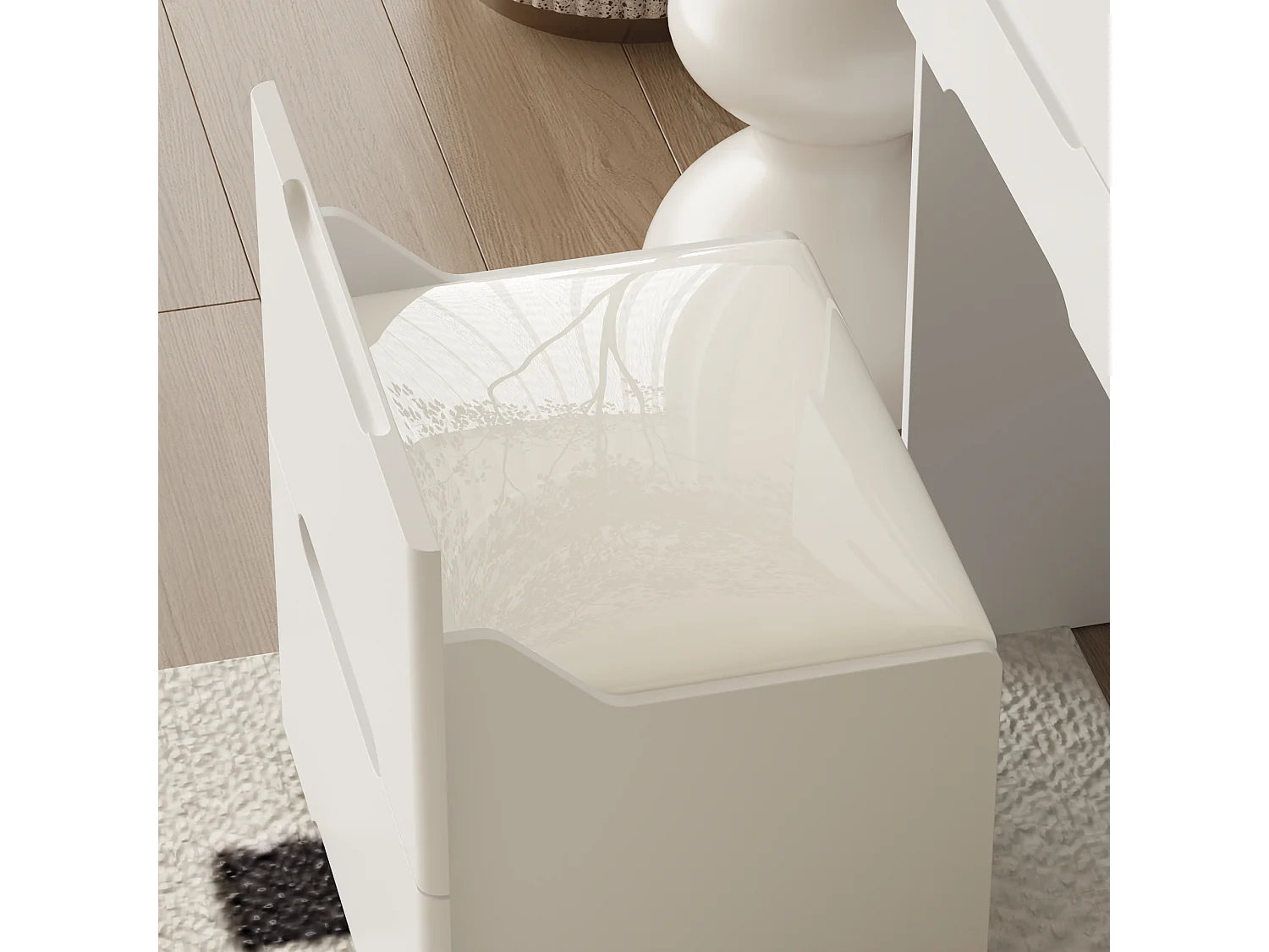 Coiffeuse avec miroir rabattable,éclairage tricolore,tiroirs,Salon,‎Blanc,50x40x81.5cm