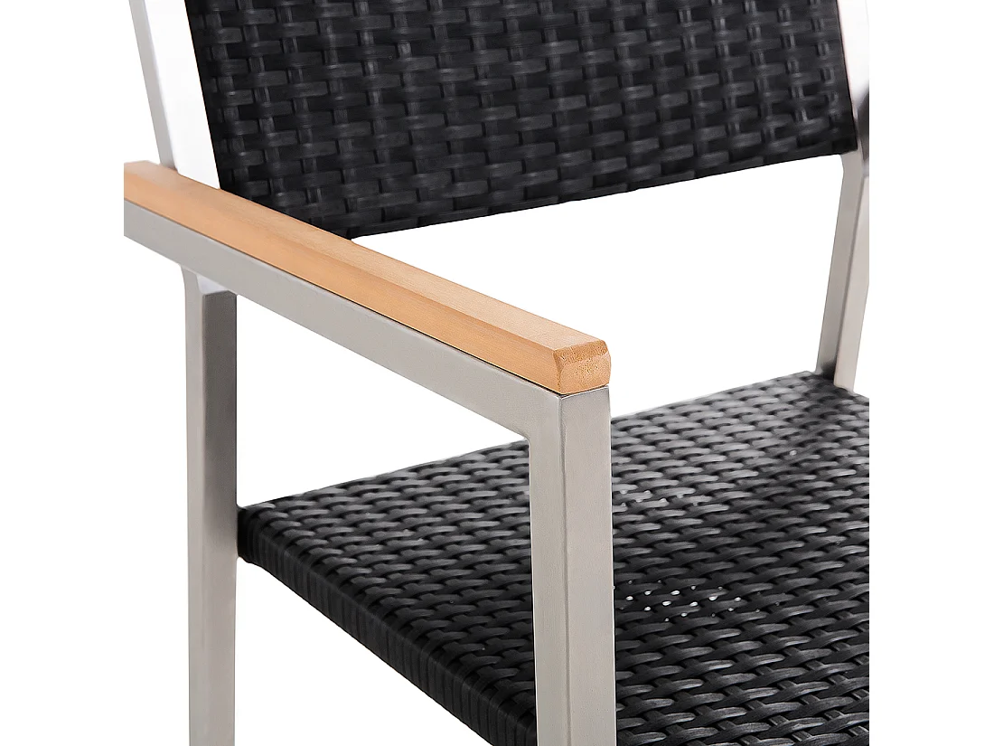 Conjunto de comedor exterior 8 plazas GROSSETO Placa triple Granito Pulido Gris/Negro