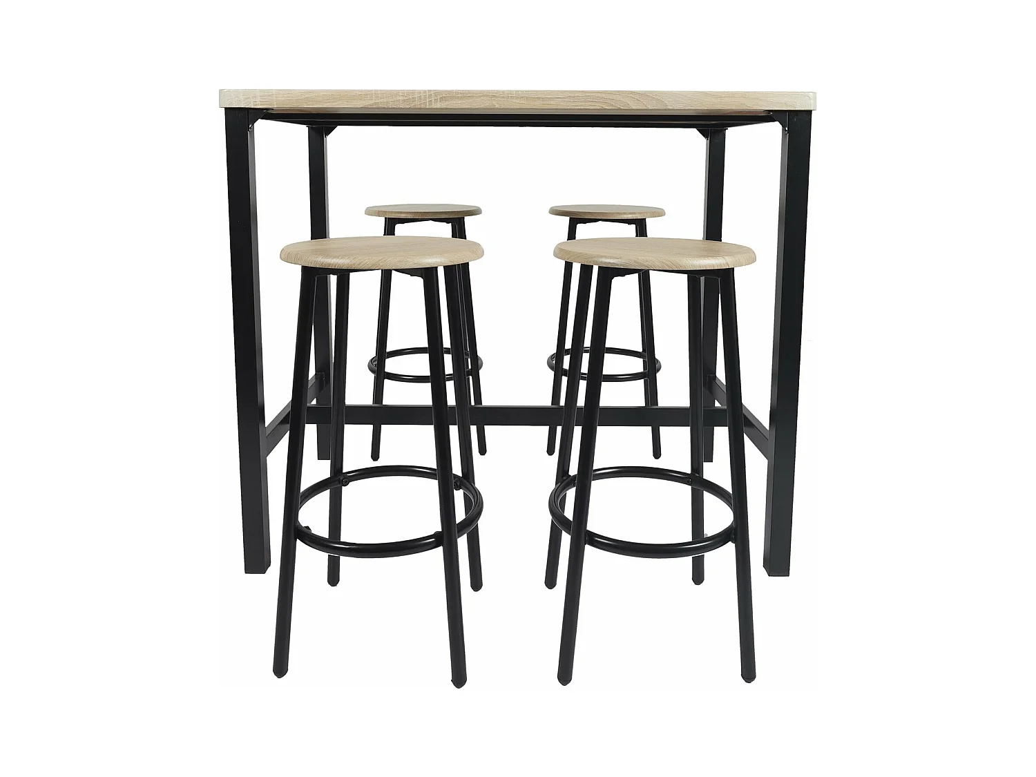 Table Mange Debout Et 4 Tabourets Loka Marron, Noir