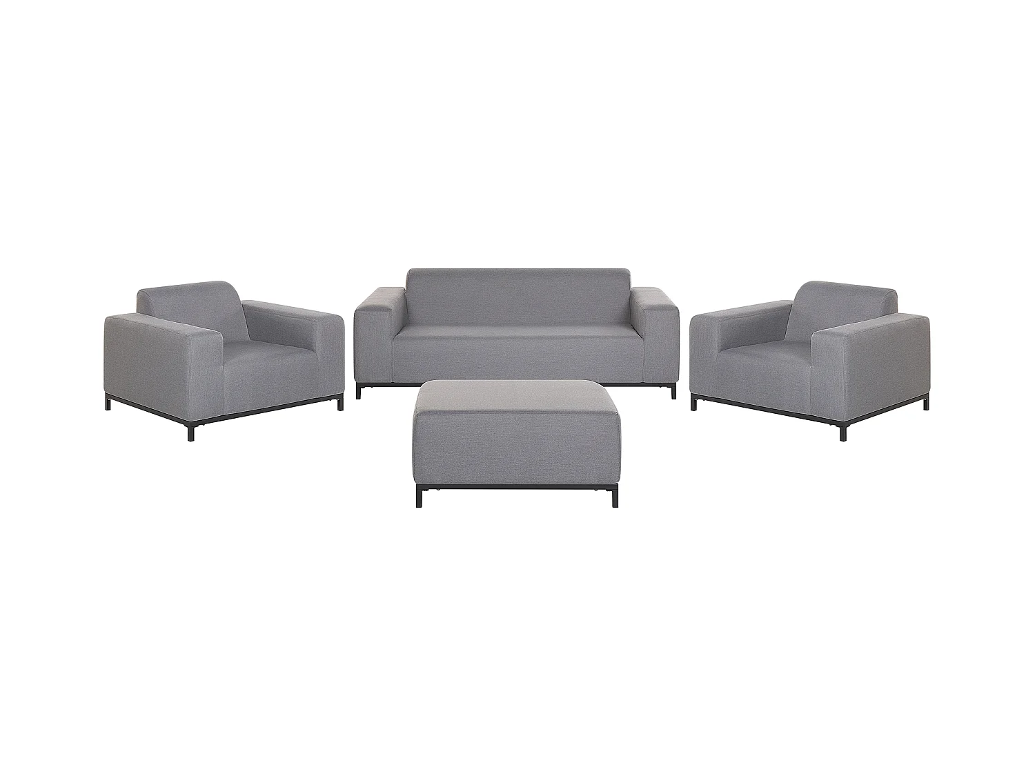 Modernes Loungeset 4-teiliges Polsterbezug / schwarzes Gestell grau Rovigo