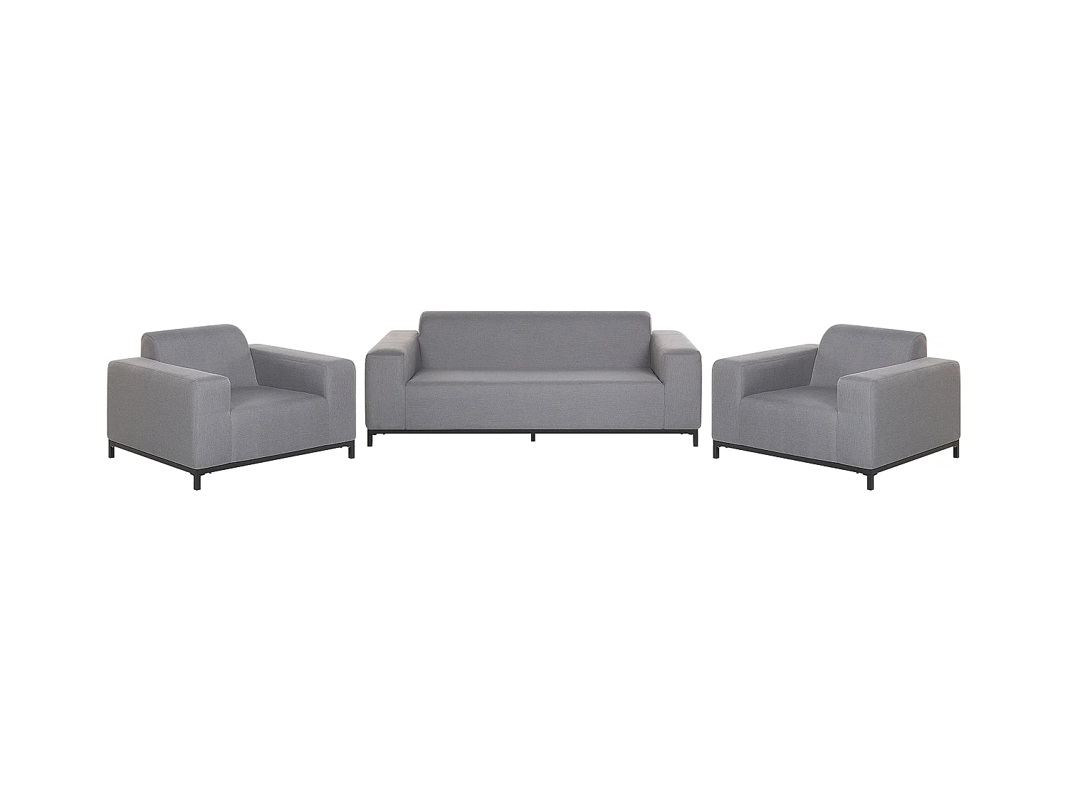Modernes Loungeset 4-teiliges Polsterbezug / schwarzes Gestell grau Rovigo