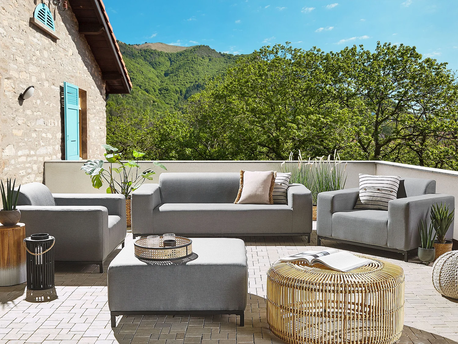 Loungeset met tafel 5-zitter ROVIGO Grijs