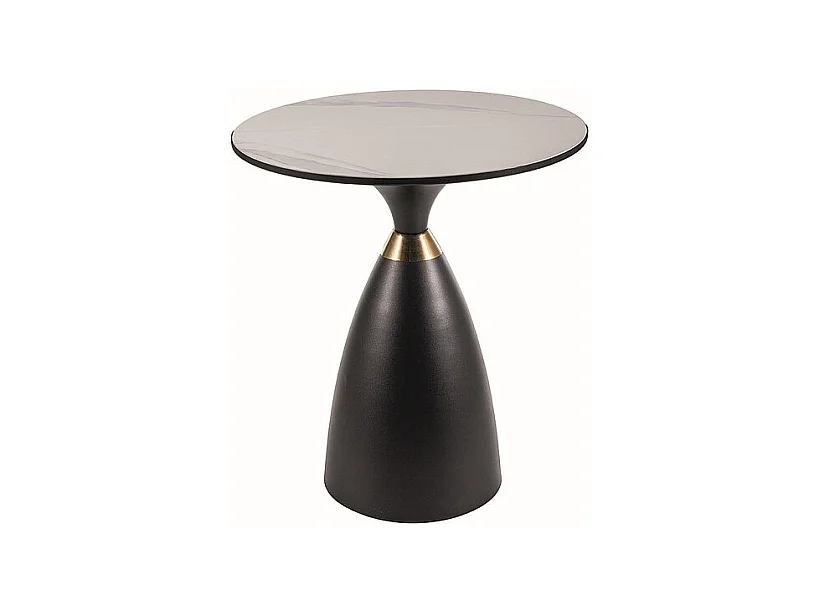 Table basse effet marbre "Gemini" - Blanc/Noir - D 50 x H 56 cm