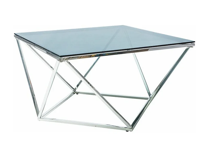 Table basse en verre - 80 x 80 cm x H 45 cm - Silver