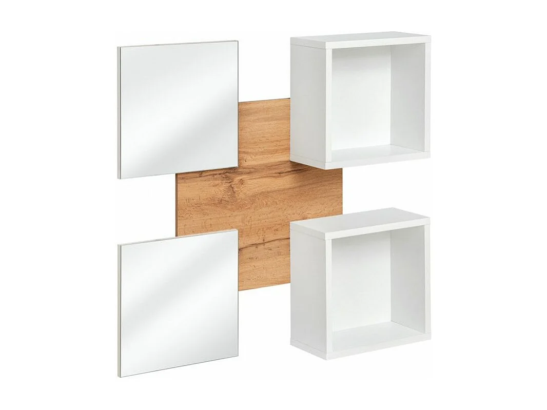 Panneau Mural, 2 Étagères & 2 Miroirs "Easy" 100cm Blanc